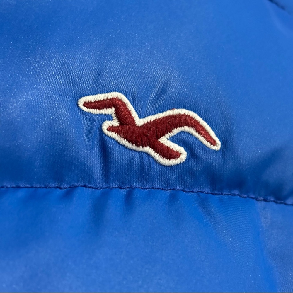 Hollister Down Puffer Vest Size Large Multi Zip Blue Seagull Logo - Picture 10 of 15